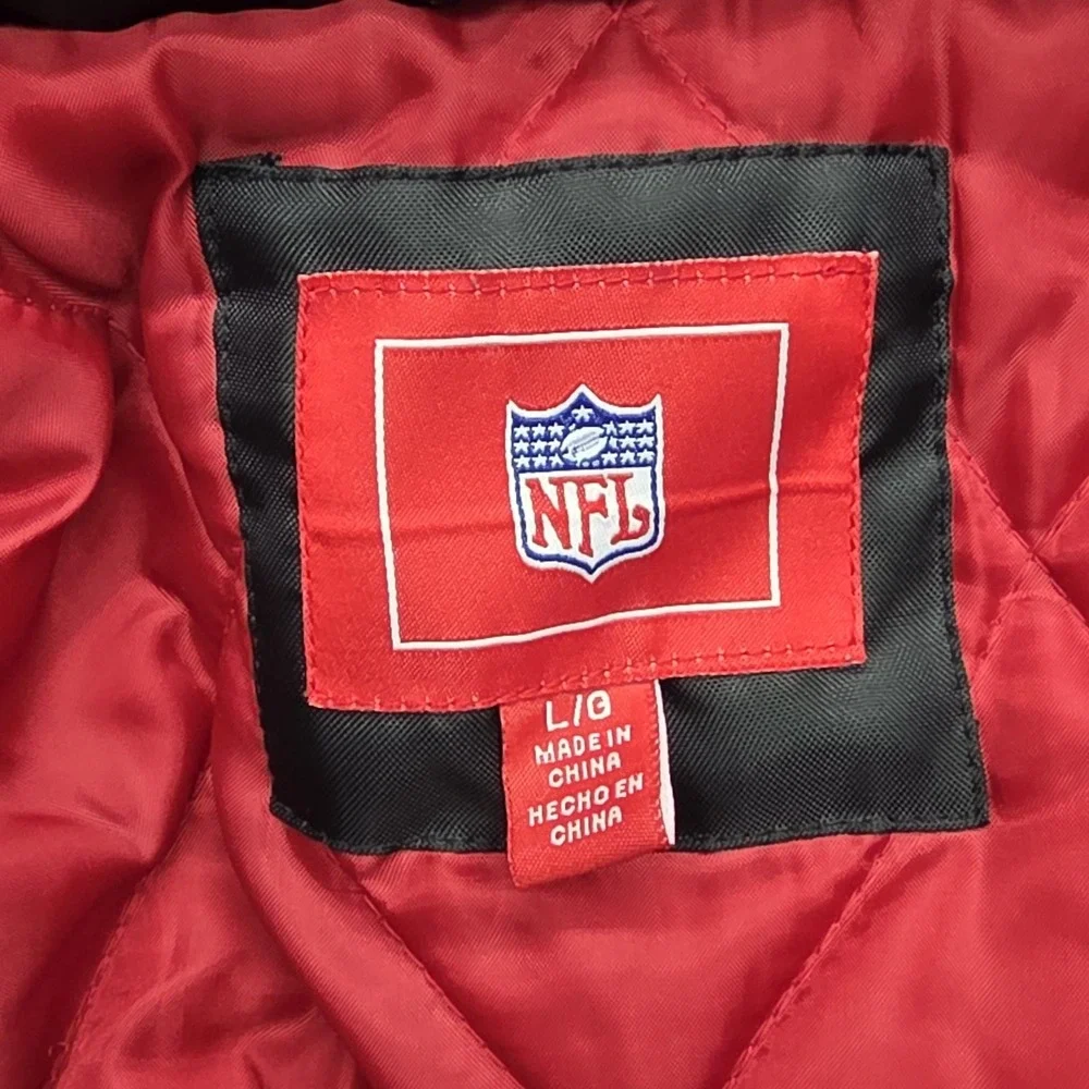 San Francisco 49ers Jacket Mens Large Red NFL Football Hooded Quilted Parka